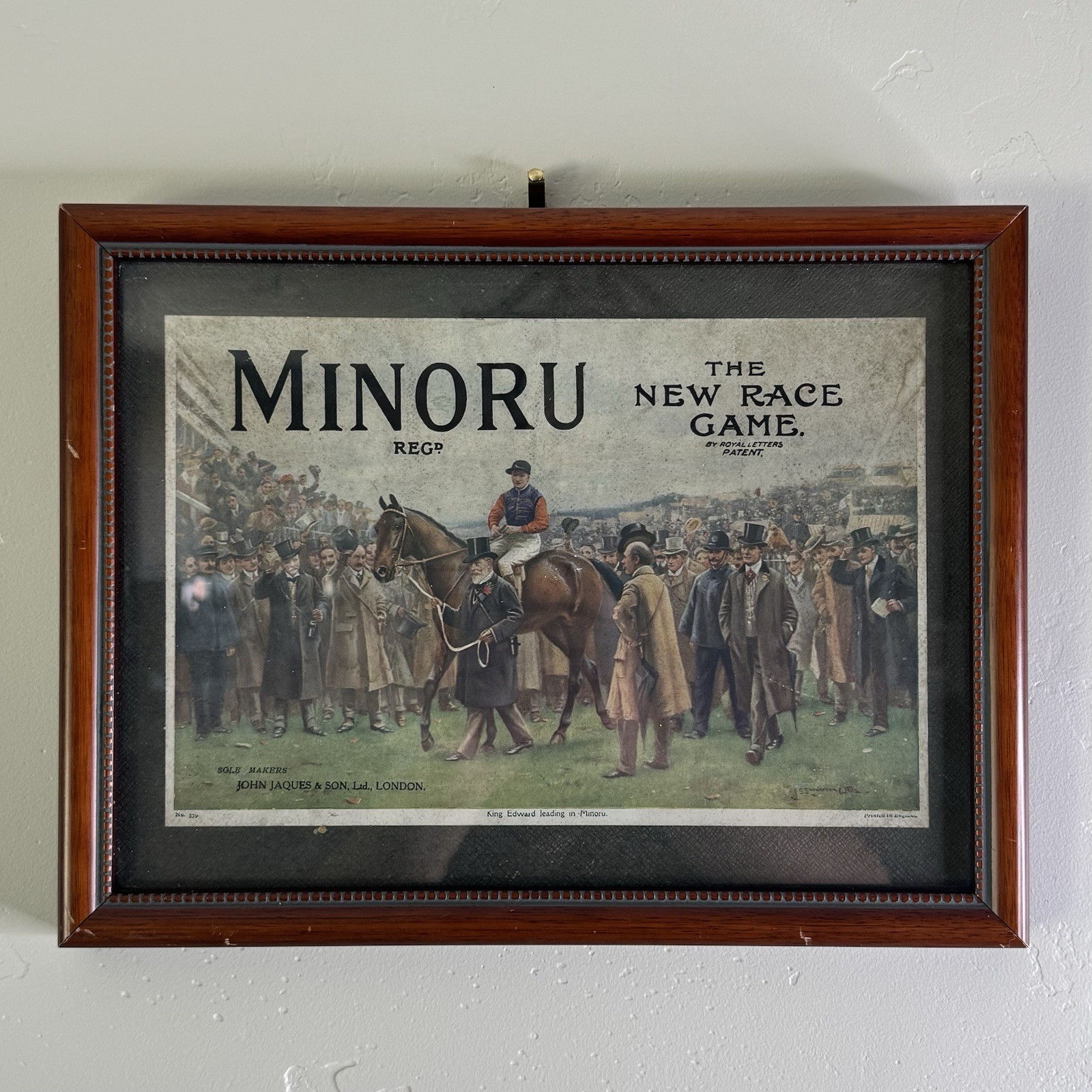 Antique Minoru “The New Race Game” Print John Jaques London Horse Racing Framed