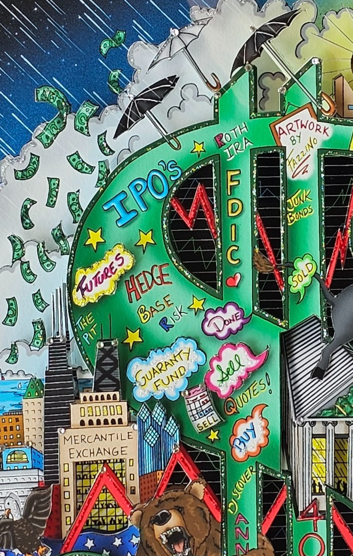 Charles Fazzino Running of the bucks Stock Investor Finance Art 3D HAND SIGNED
