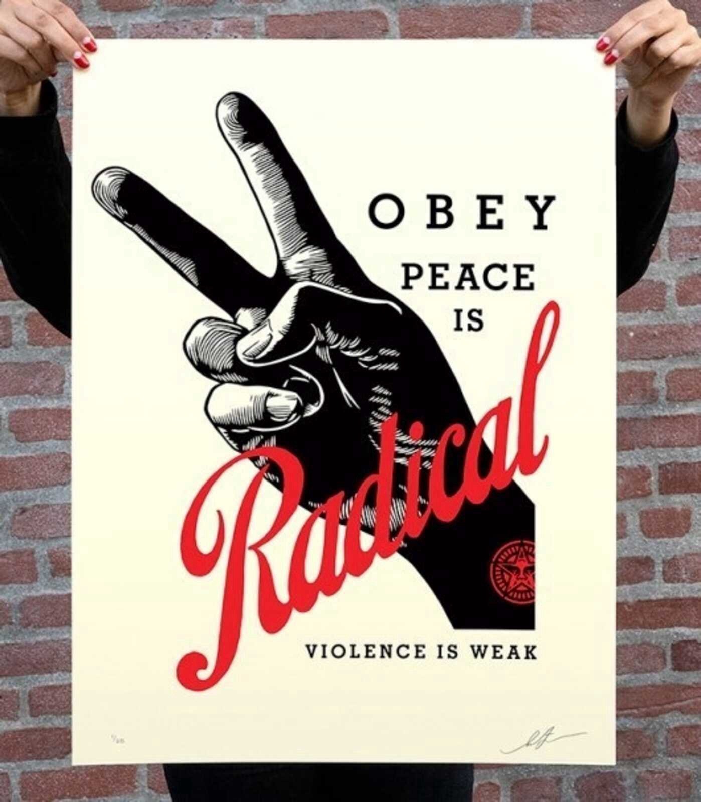 Shepard Fairey Obey PEACE IS RADICAL Signed Numbered Screen Print xx/375 RARE