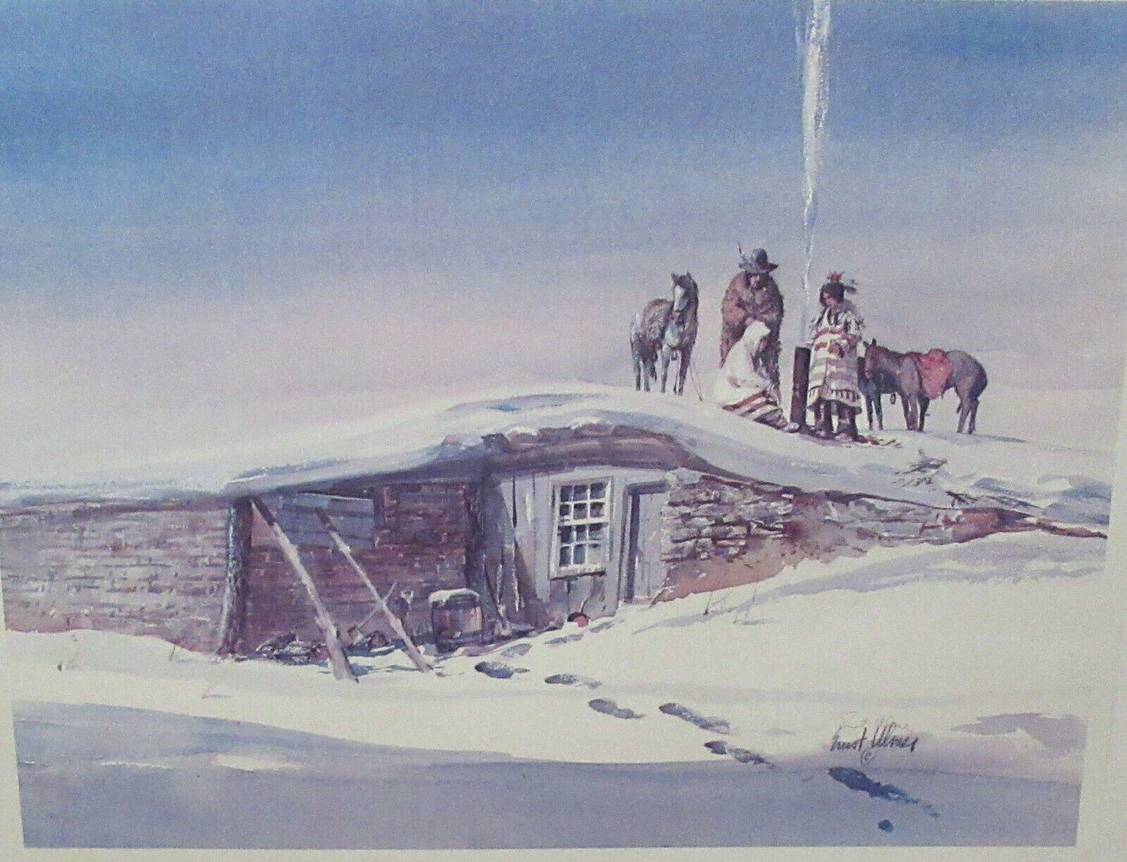 ERNST ULMER WESTERN INDIAN IN THE SNOW LIMITED HAND SIGNED IN PENCIL LITHOGRAPH