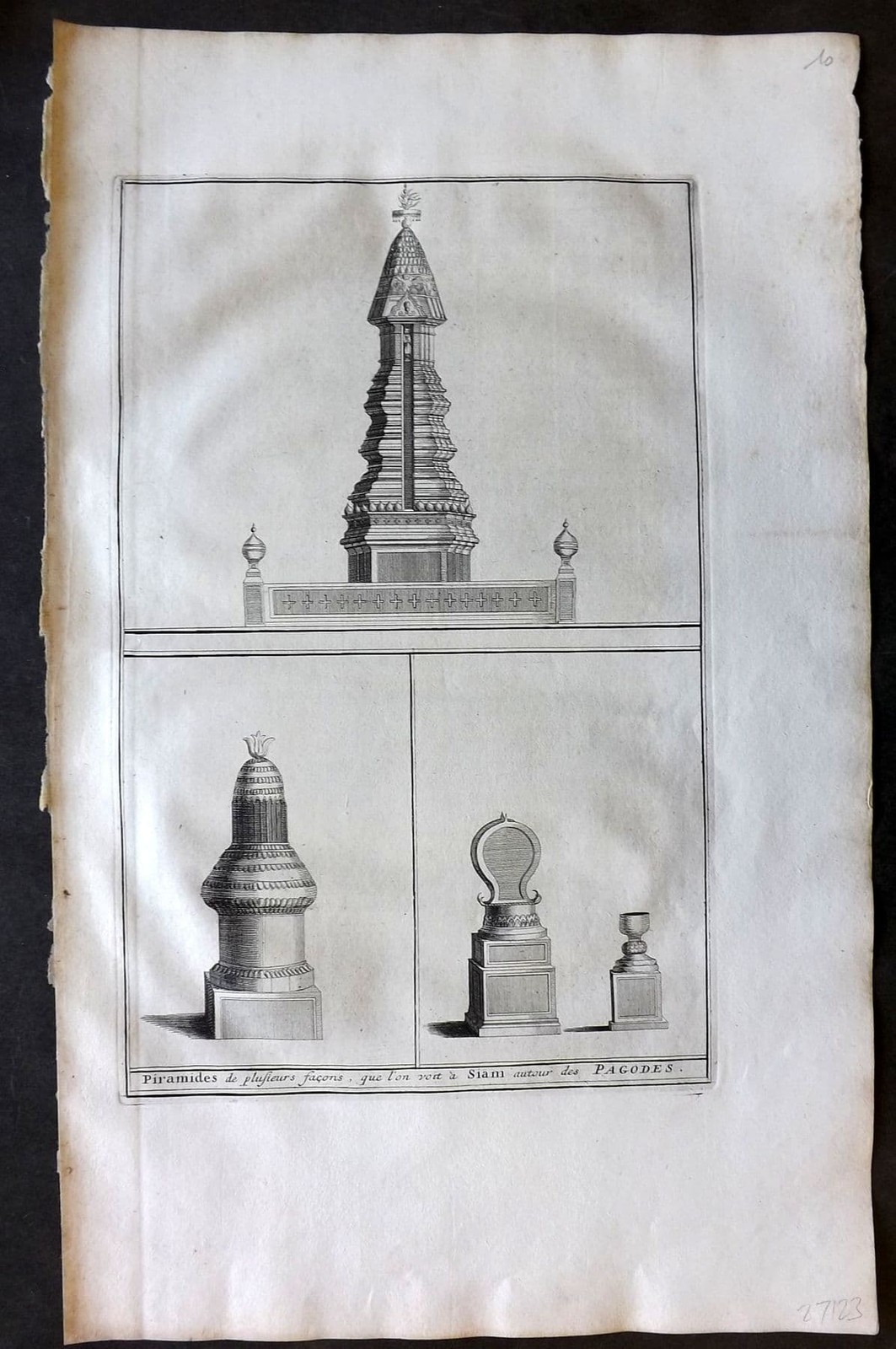 Picart 1728 Folio Antique Print. Buddhist Pagoda Temples. Siam Thailand