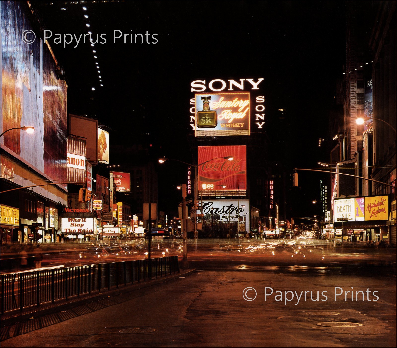 1983 Vintage Print Times Square Sign Billboard Ad Sony Cars New York City NYC