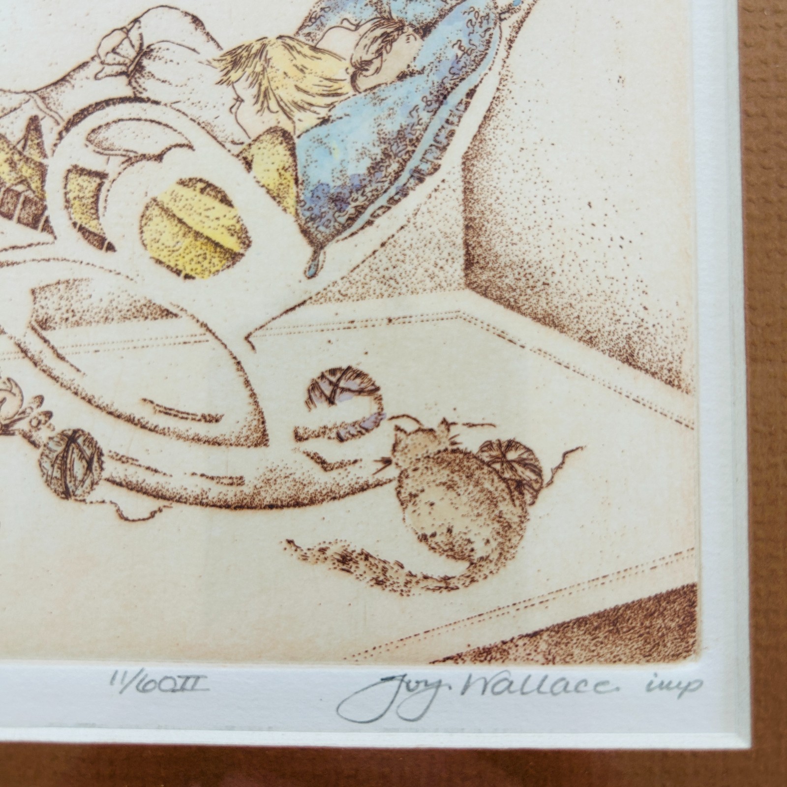 Joy Wallace Moon Eyes Framed Print Ltd Edition Hand Tinted Sleepy Kids Fairies
