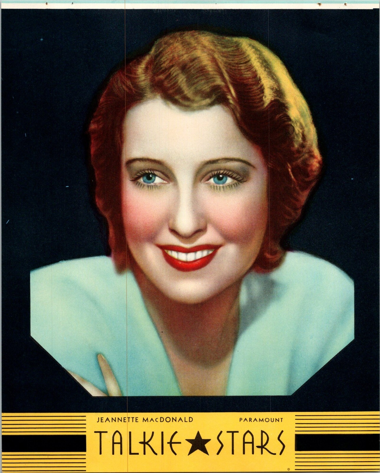 Vtg Art Print Talkie Stars Series Jeanette MacDonald Paramount 1940s Unframed