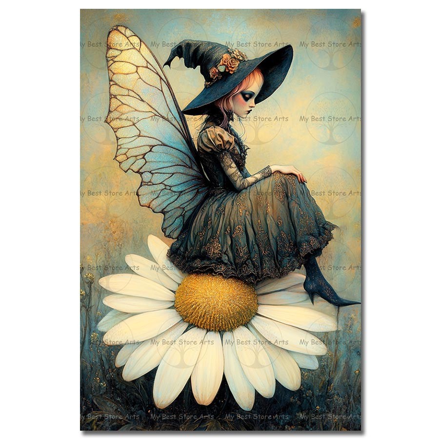 Fairy Art Print, Whimsical Forest Winged Poster, Enchanted Fantasy Wall Decor