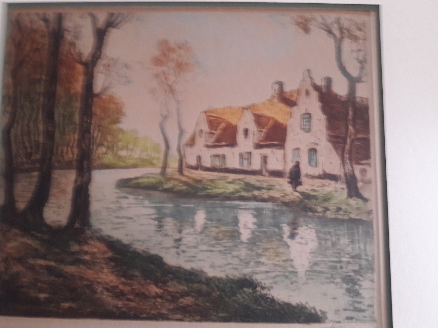 Antique French Etching Dasselborne Flemish River Imp Ad Valcke Paris