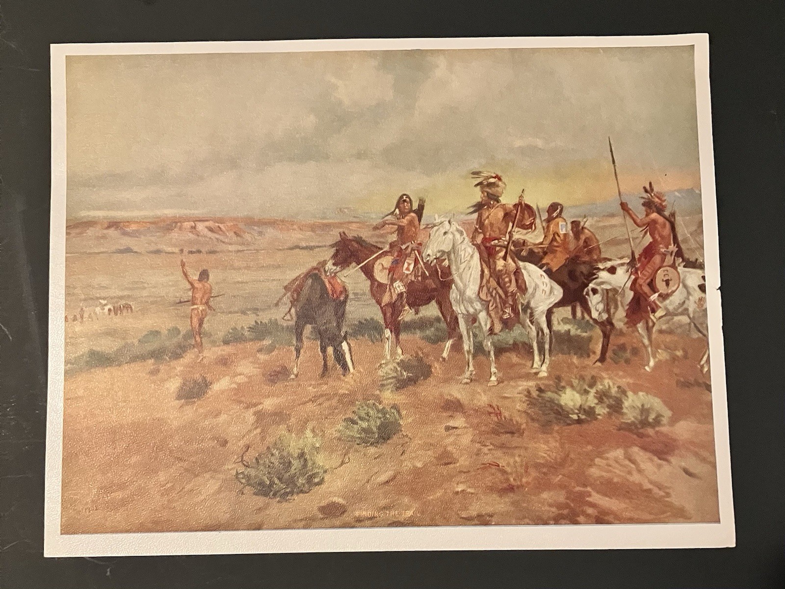 Charles M Russell Western Art Print Native American Riders 1902 Canvas Texture