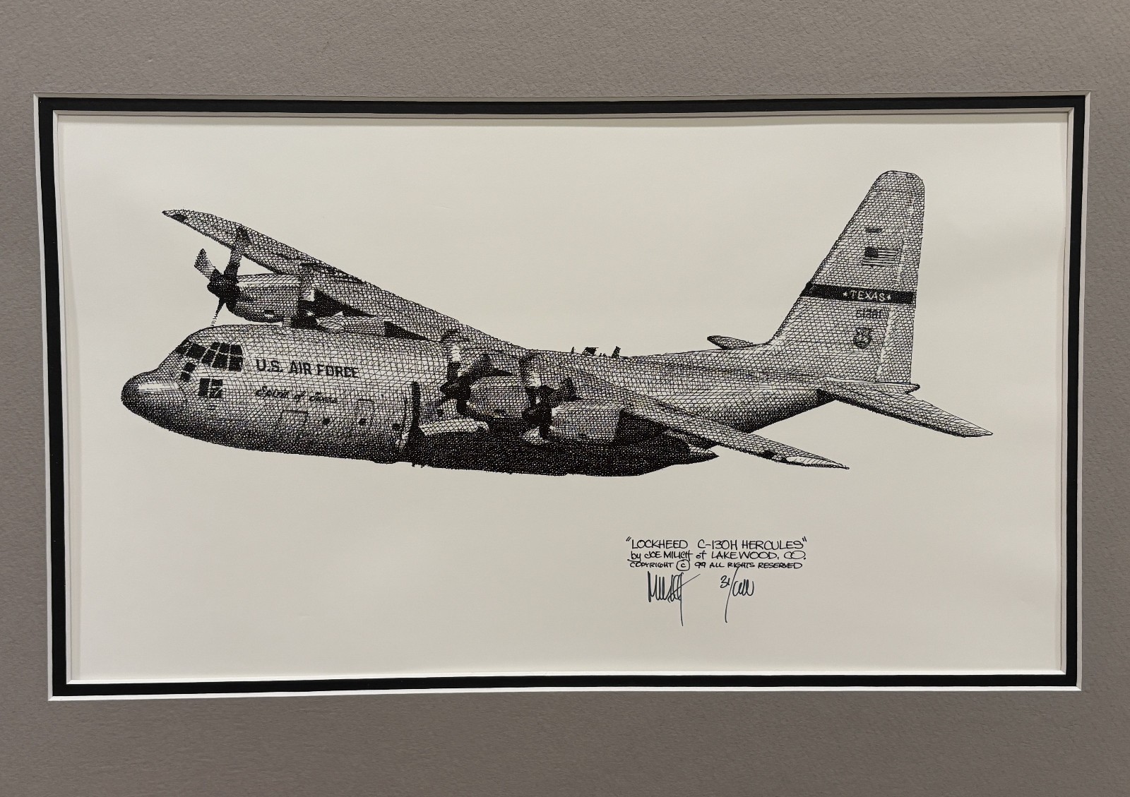 Joe Milich Aviation Print Lockheed C-130H Texas ANG Spirit of Texas