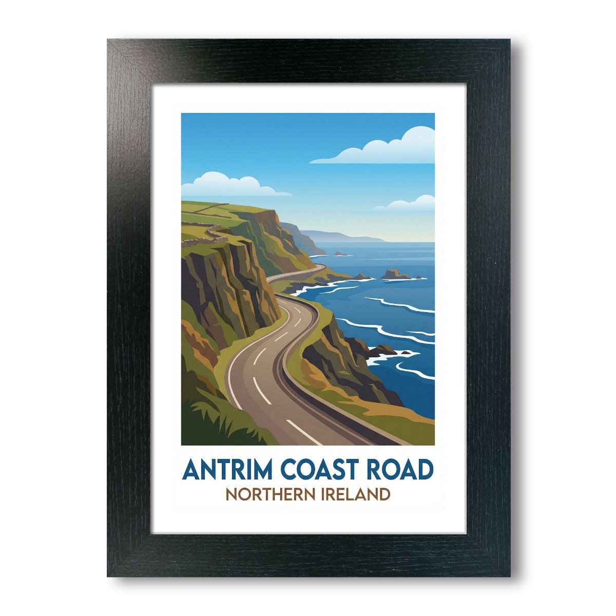 Antrim Coast Road, Northern Ireland Travel Poster Art Print 124-3