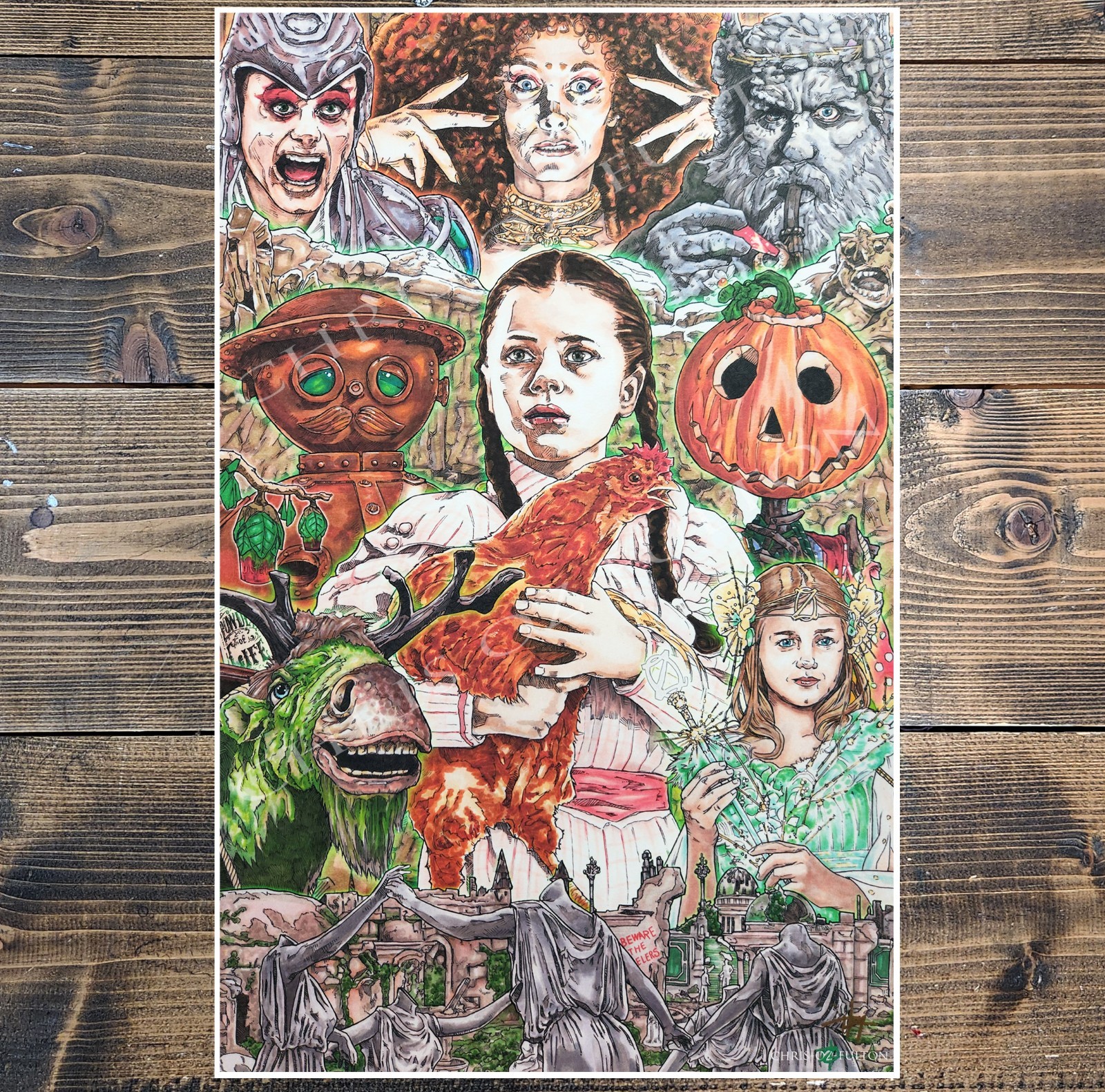 Return To Oz Wizard 11×17 Art Print Signed by Artist Chris Oz Fulton
