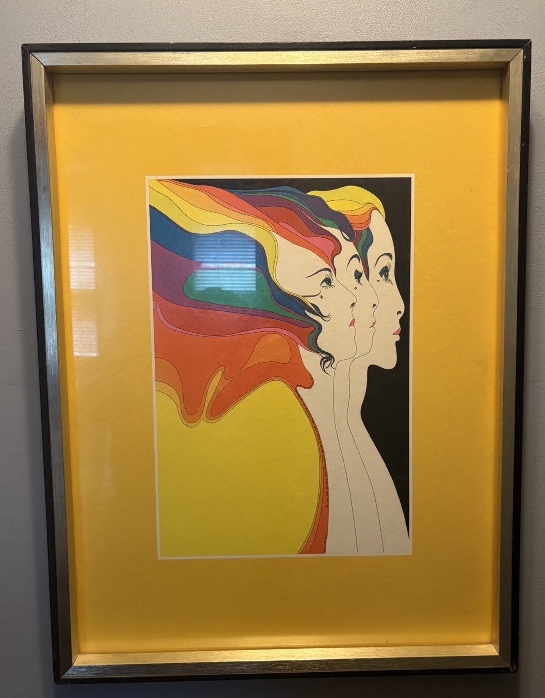 RARE VINTAGE MCM 1975 JOHN L EASTMAN LITHOGRAPH FRAMED PRINT THREE GRACES.