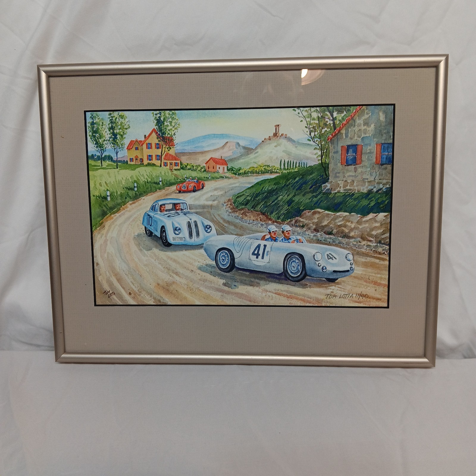 Vintage Mille Miglia Race Ltd Print Signed Numbered 11/40 Porsche BMW Auto Avia