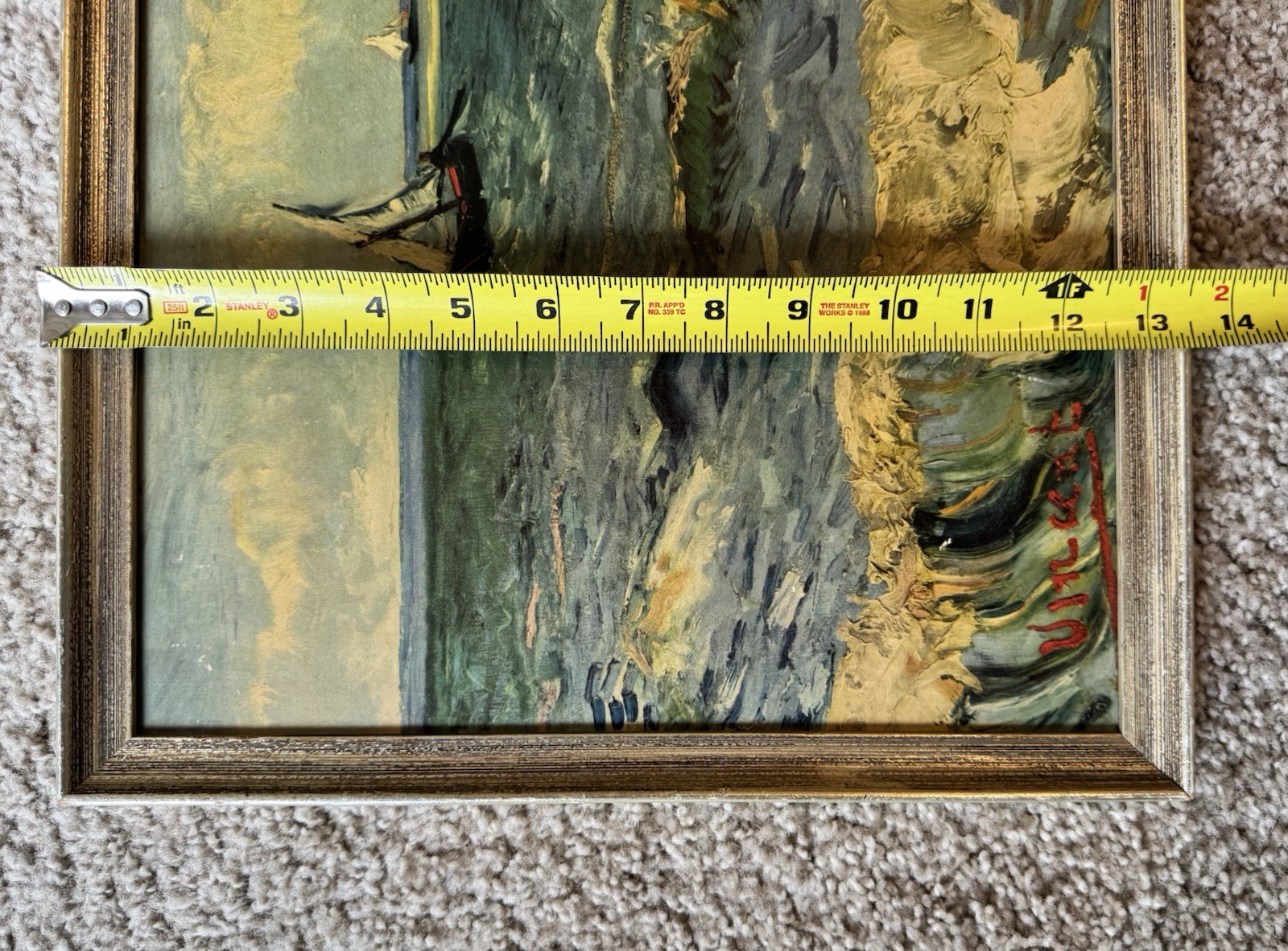 Vintage Framed Reproduction Vincent Van Gogh Oil Painting Seascape Nautical Art
