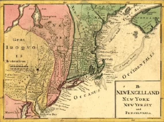 New England NY NJ PA Historic Old German Map Vintage 1759 17″x 22″ Art Print