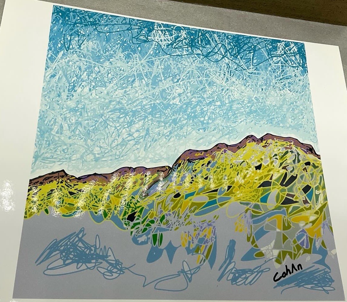 Abstract Mountain Landscape Print In Kerry Ireland Signed by N.Y. Artist CohAn