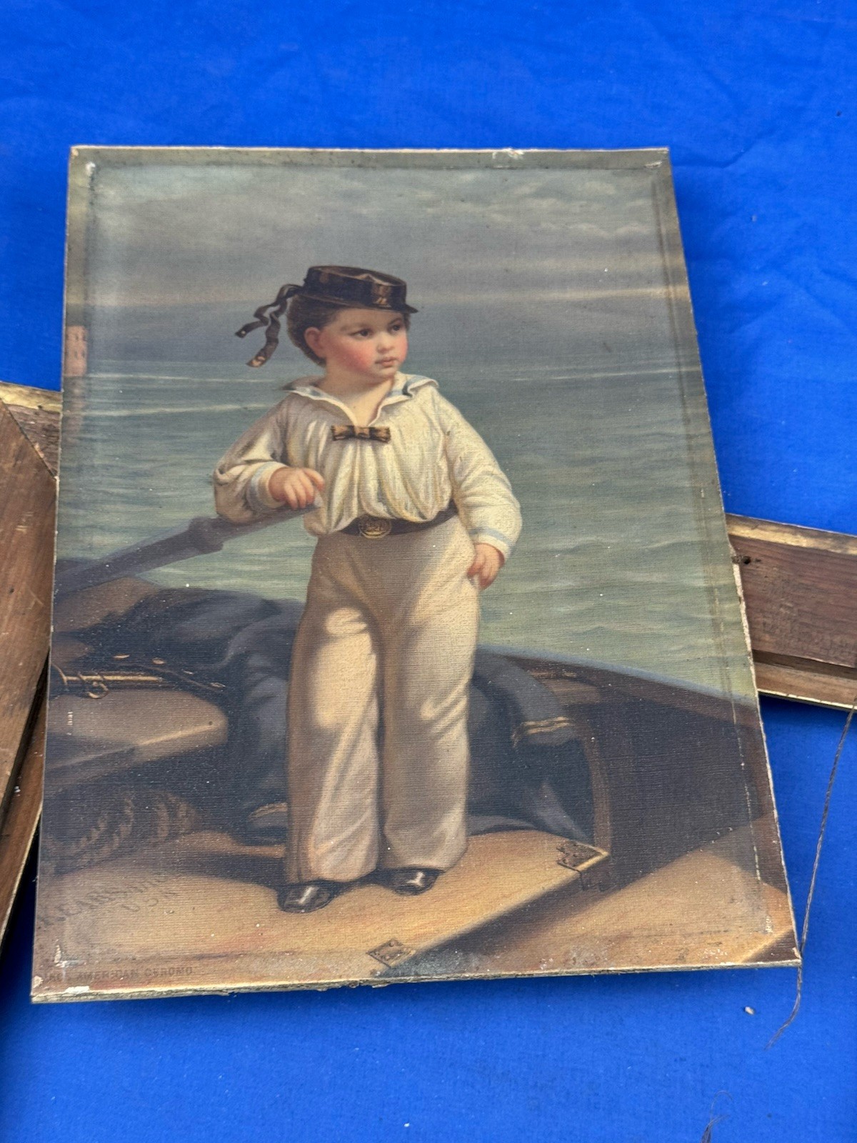 1872 Chromolithograph “The Young Commodore” Louis Prang & Co., Original LABELS