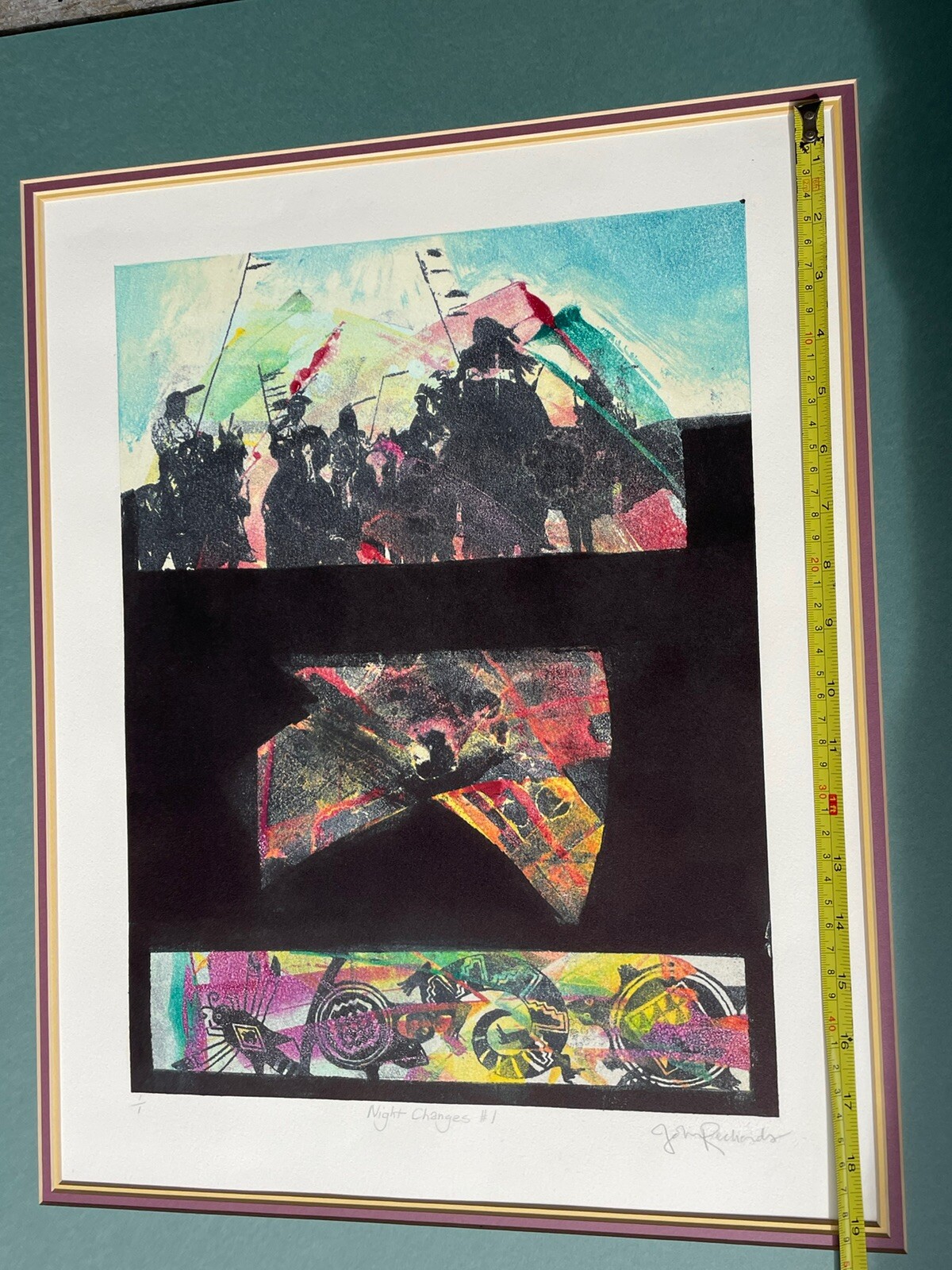 JOHN RICHARDS “Night Changes “Mixed Midia Block print 1/1 Gallery Florida