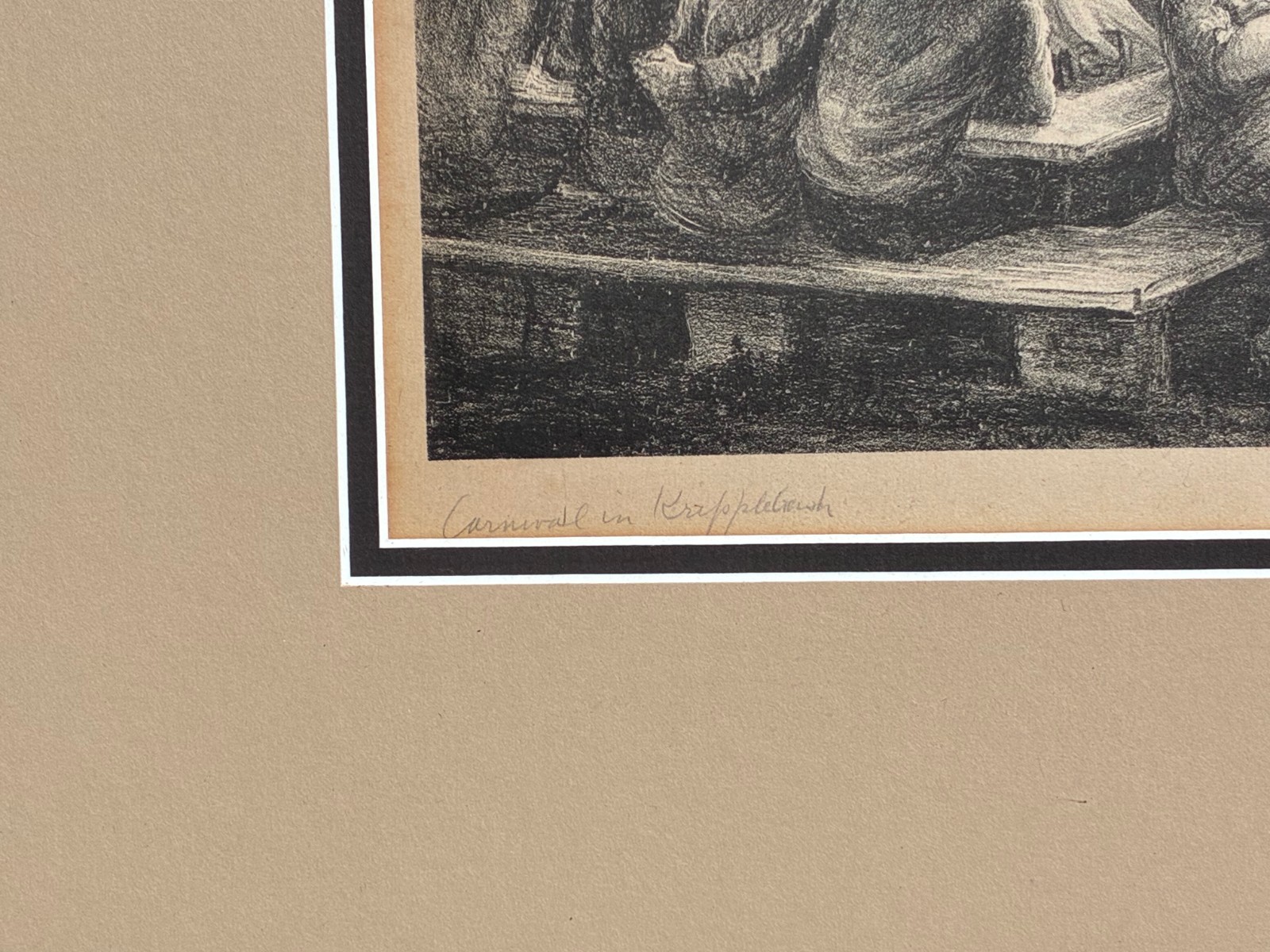 Original Marion Greenwood Signed Lithograph Carnival in Kripplebush 1944 Framed