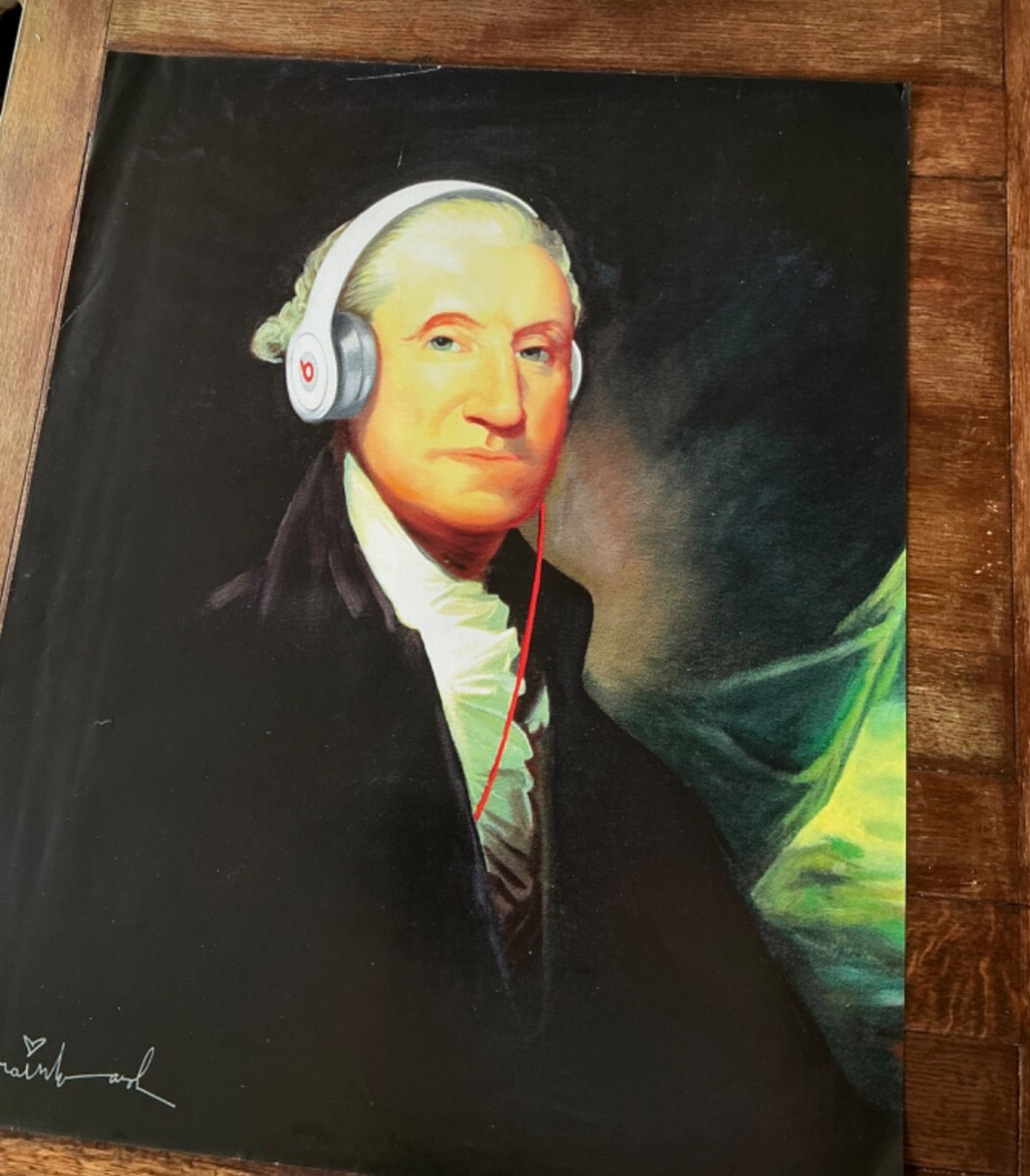 Mr Brainwash Washington with Headphones Poster RARE (Dr Beats /urban art)