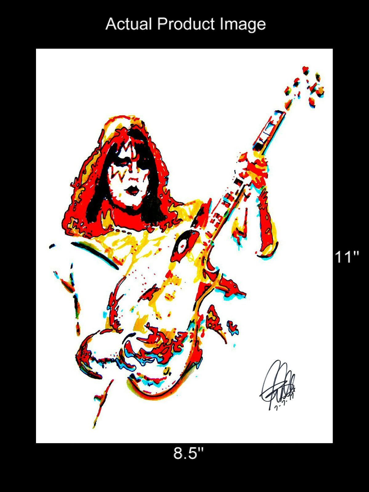 Ace Frehley Kiss Guitar Rock Music Poster Print Wall Art 8.5×11