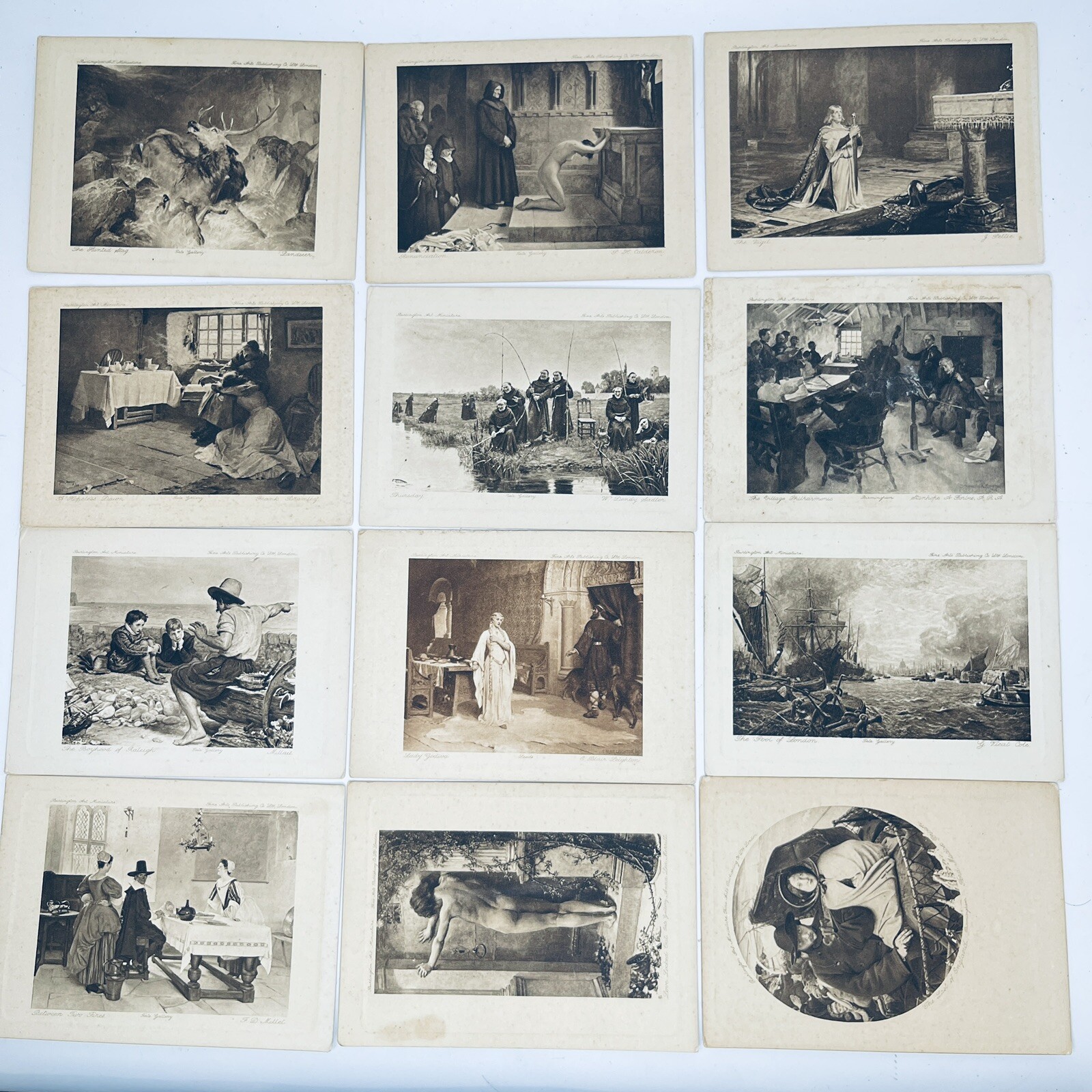 12 Rare Collection of Antique Prints 14x 12 cm Lithograph Art Print Bundle of 12