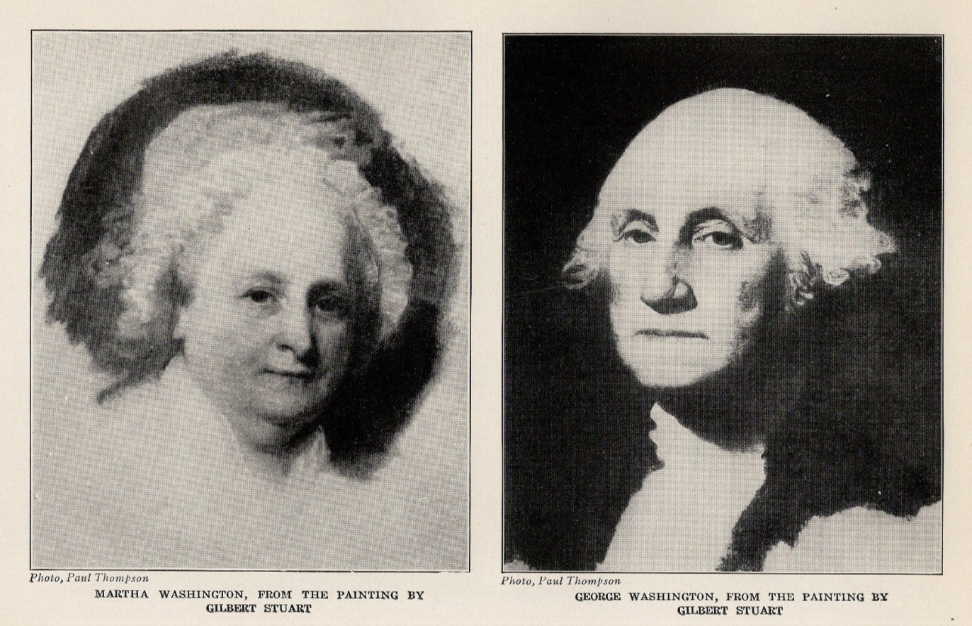 George & Martha Washington Family Portraits 1921 Antique Print