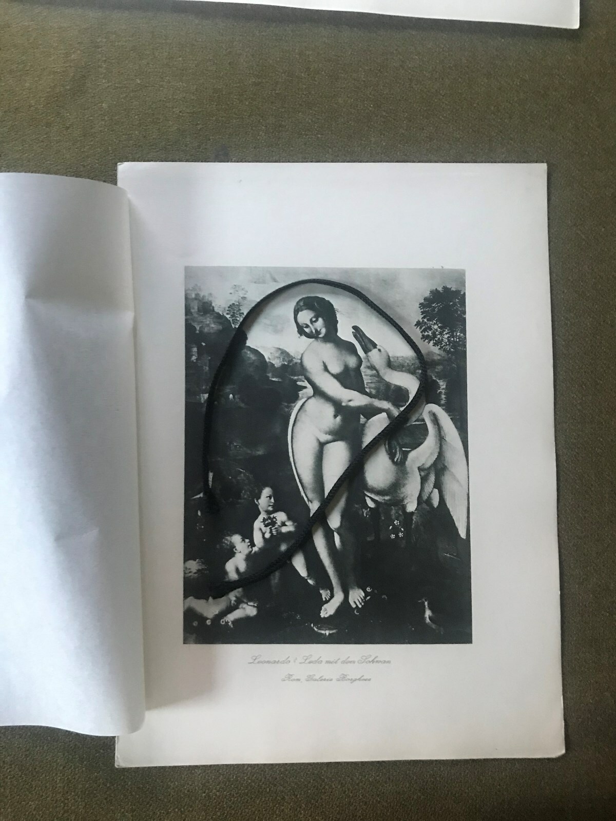 Leonardo? Leda with the Swan, Print on Thin Cardboard, Gallery Borghese Rome, Old P