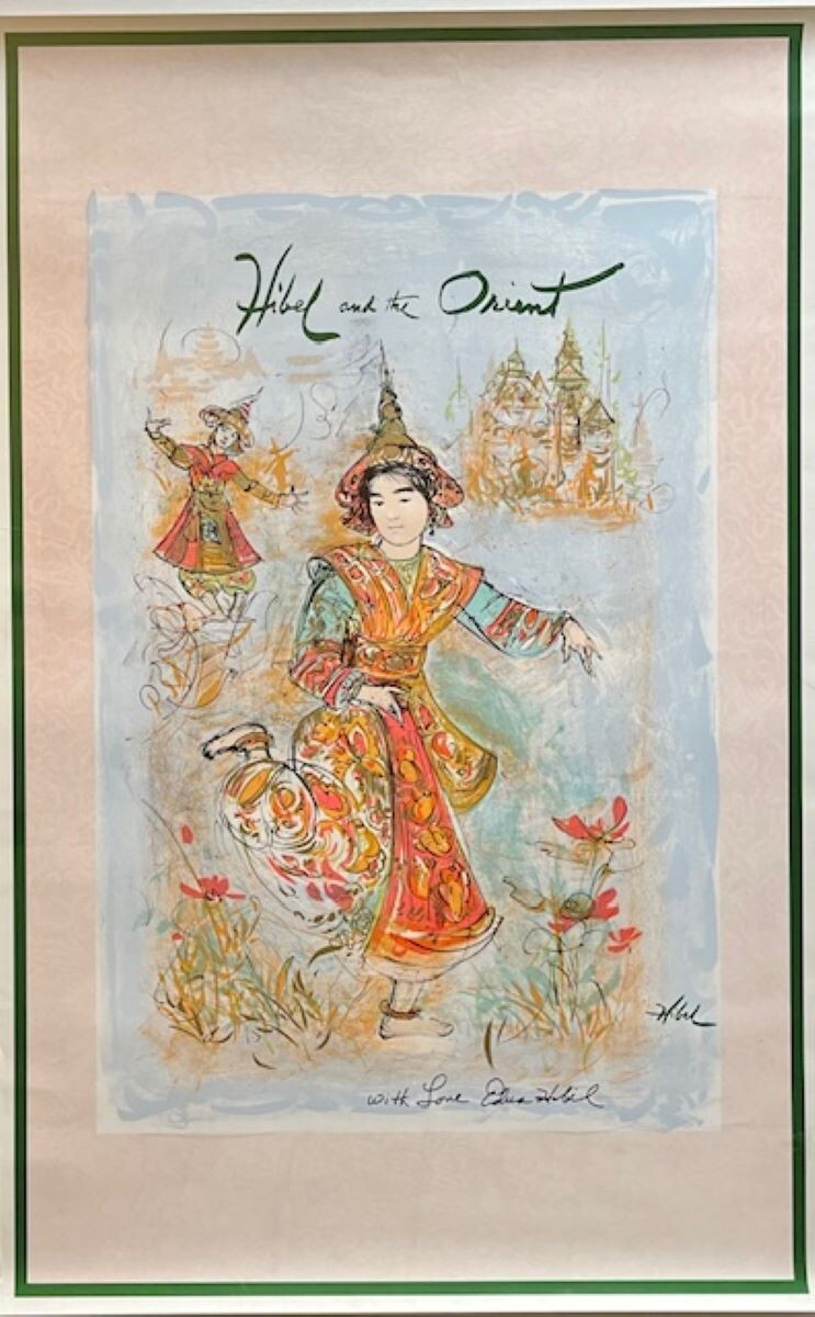 Vintage Signed Poster Edna Hibel, Hibel and the Orient, Unframed, Rolled, 31×20