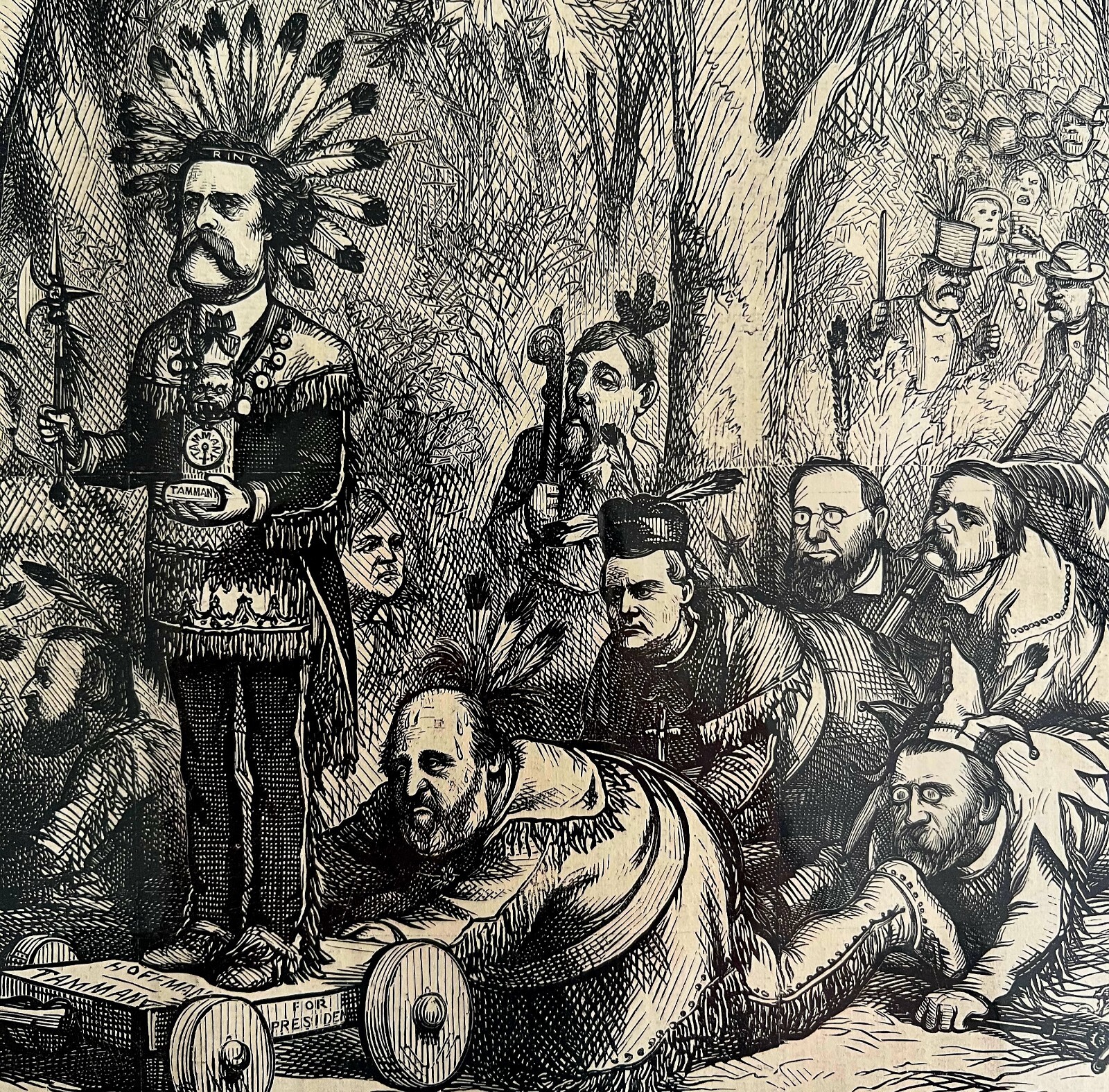 Thomas Nast Native American Tammany 1871 Victorian Woodcut Engraving LGBinTN2