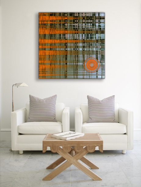 Reflection With Sun, Abstract Art Large Abstract Stretched Canvas Wall Art Print