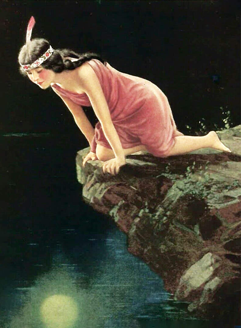 Indian Maiden Princess Moon Light Cliff Lake