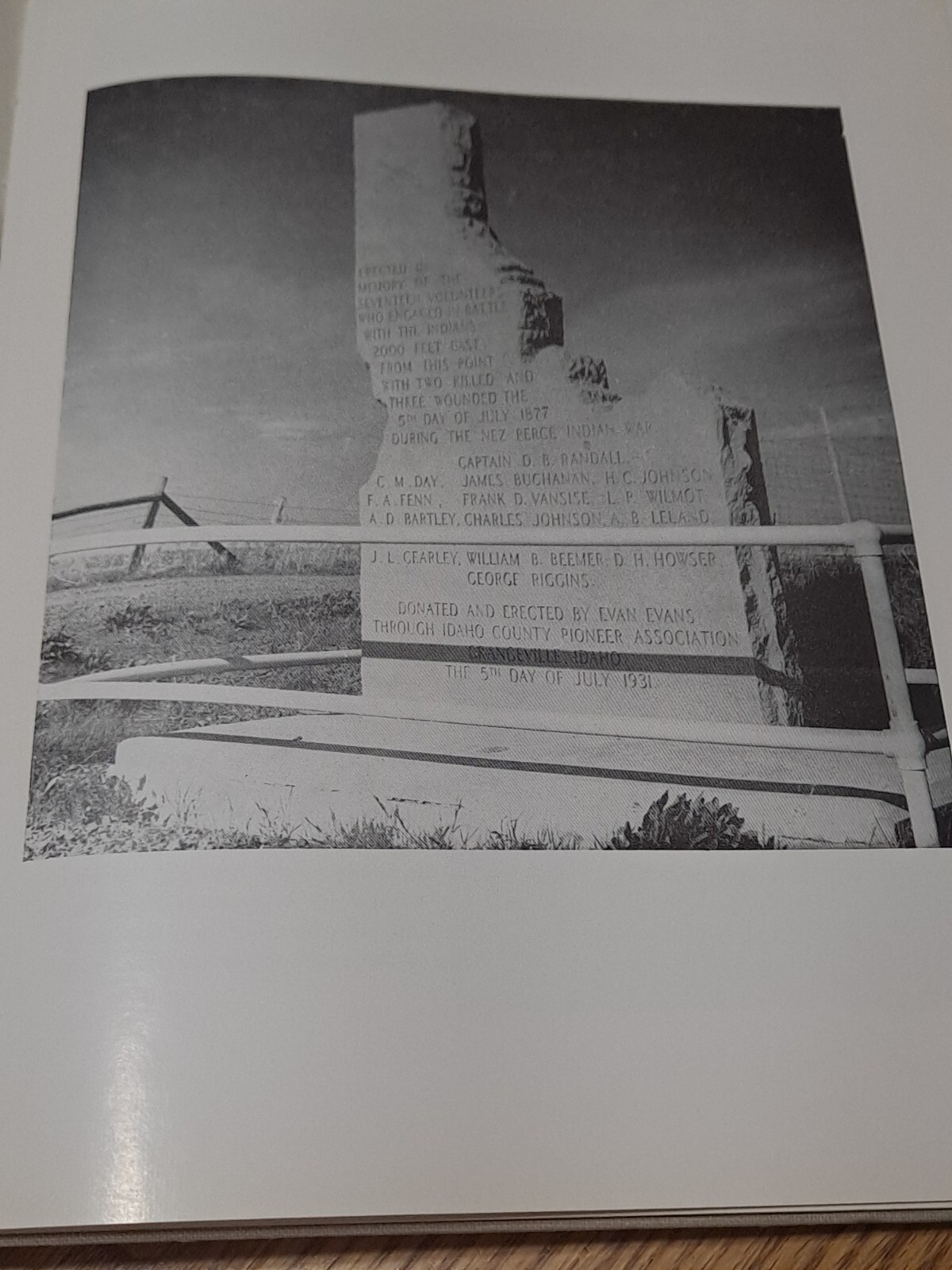 Vtg Copper Print Block Monument To The Seventeen Volunteers At Cottonwood S4a