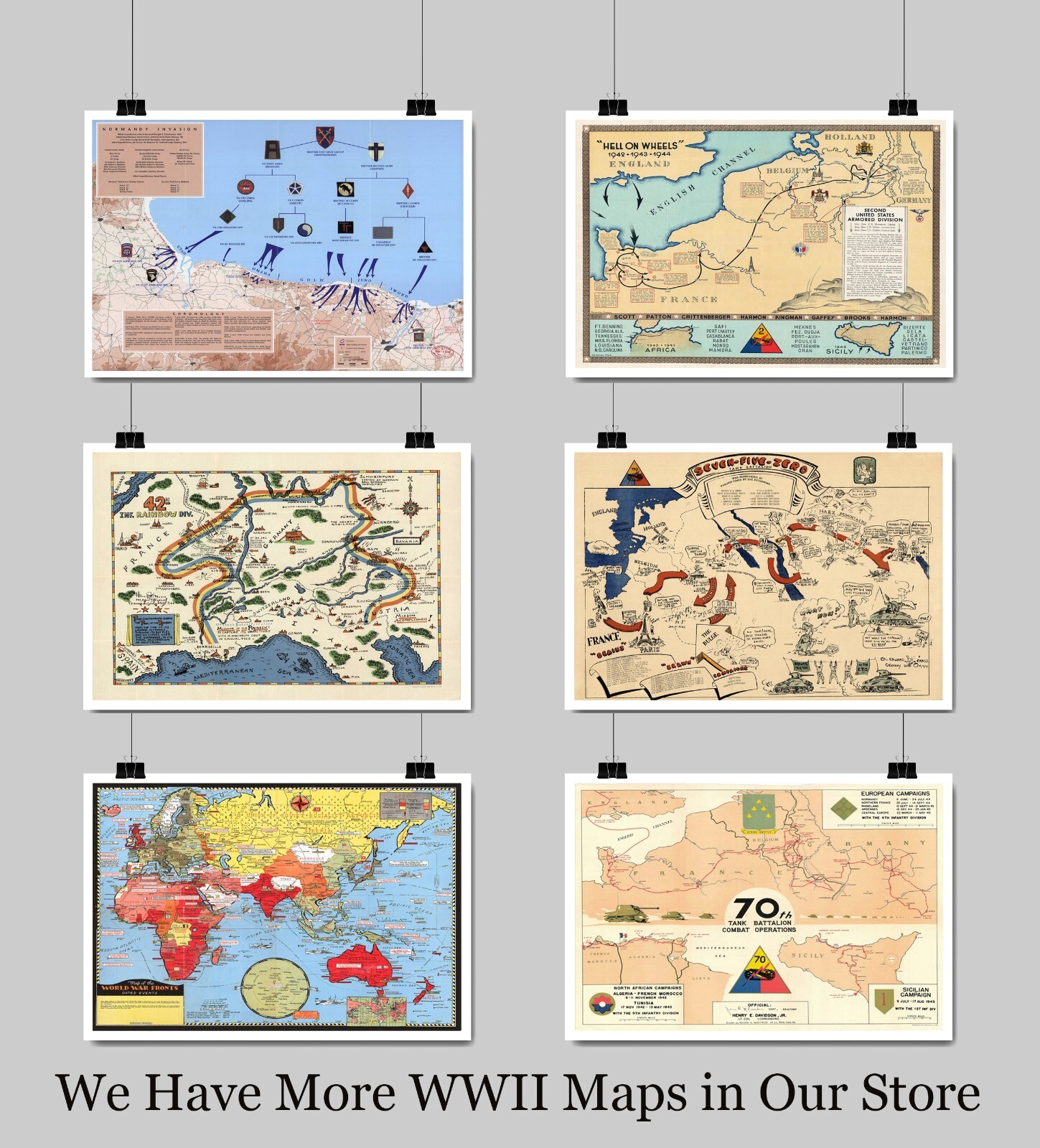 6th Armored Division Campaign Map 1945 WWII MILITARY Sixer Super Sixth War
