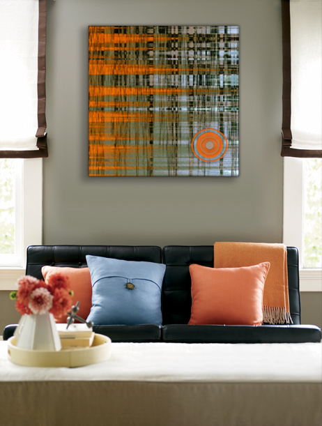Reflection With Sun, Abstract Art Large Abstract Stretched Canvas Wall Art Print