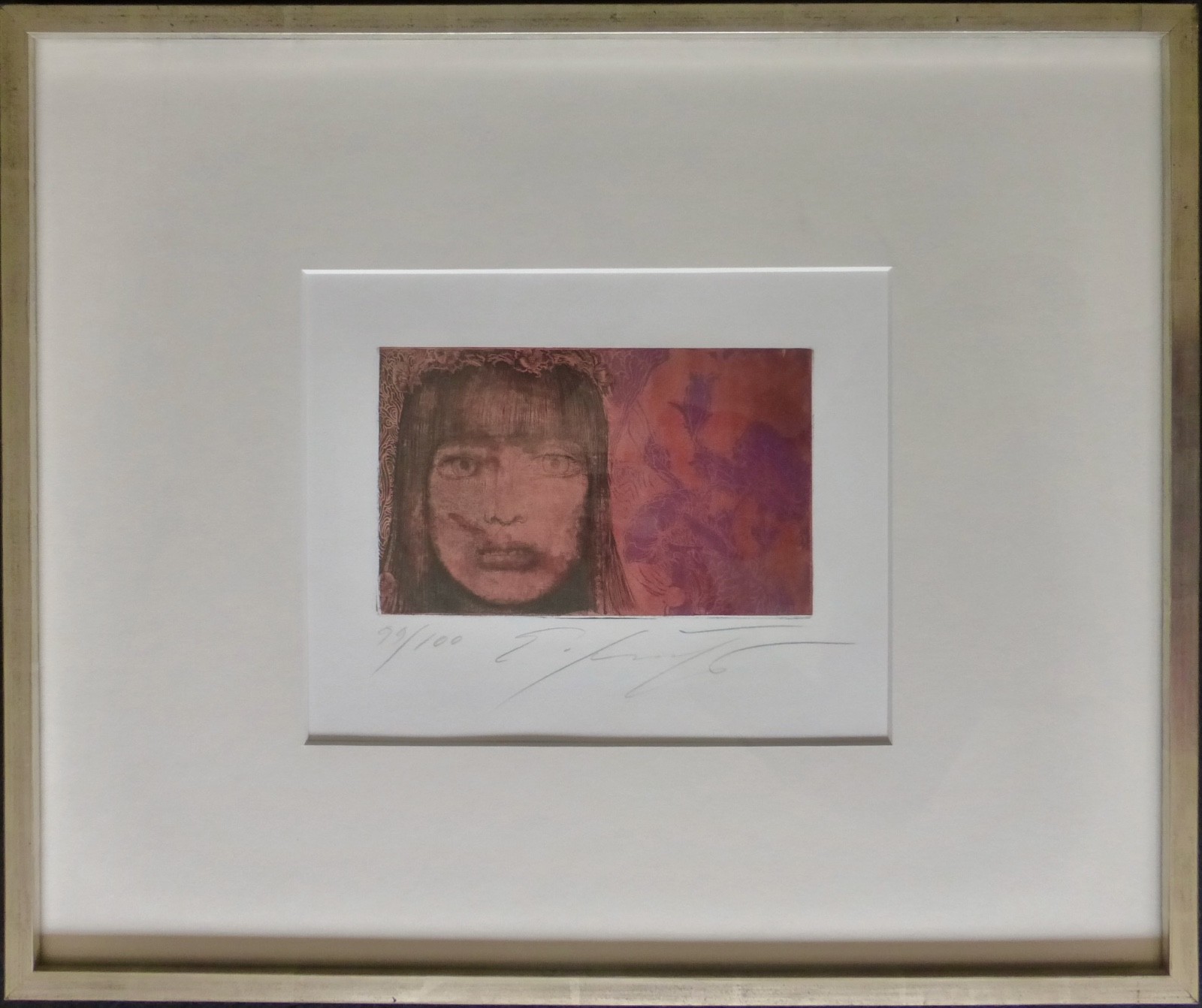 Ernst Fuchs: “Elegy”, color etching 1970 framed