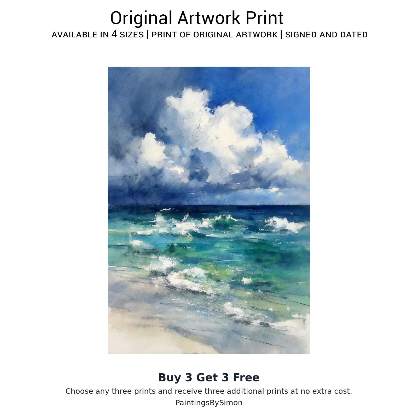 Stormy Ocean Waves 5″x7″ Print on Matte Paper | Turquoise Seascape Wall Art