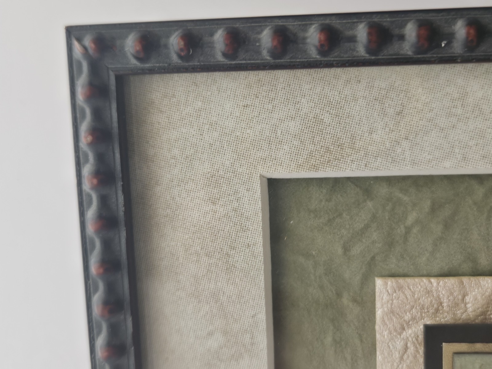 Stylized Reindeer Stamped Print Multi Layered Art Metal Studded Frame 6.75×7.25