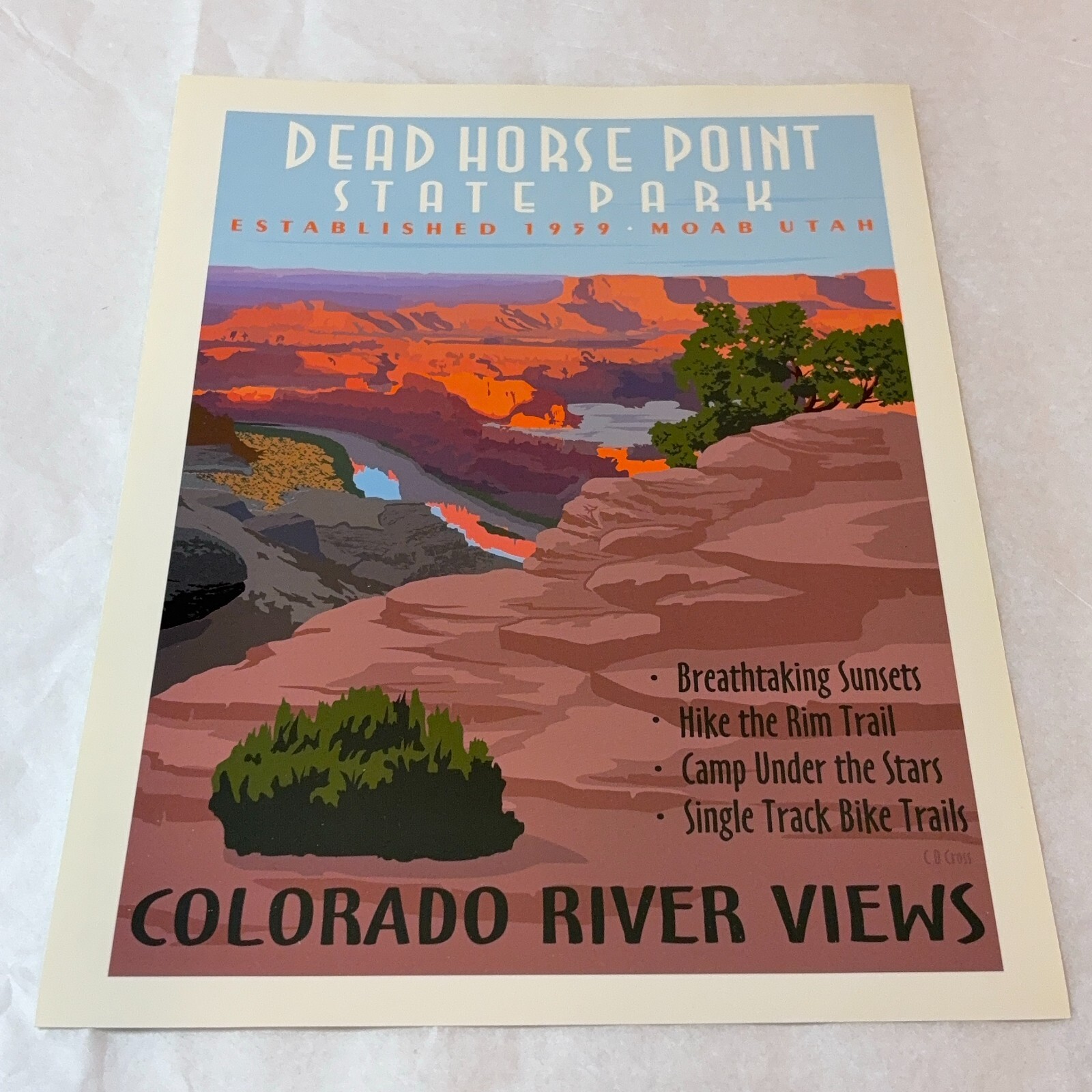 WPA Dead Horse Point State Park Print 7×10 Moab UT Colorado River View Camp Hike
