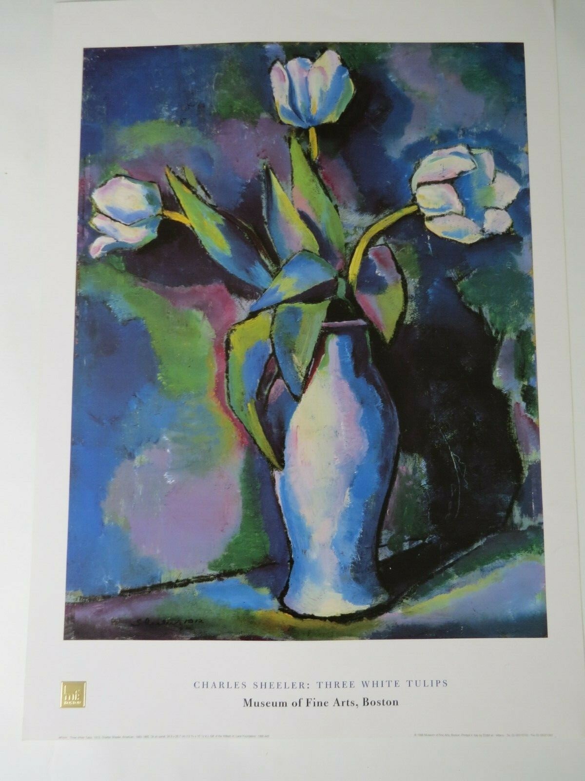 art poster print lithograph tulip flower fine Charles Sheeler Boston Museum blue