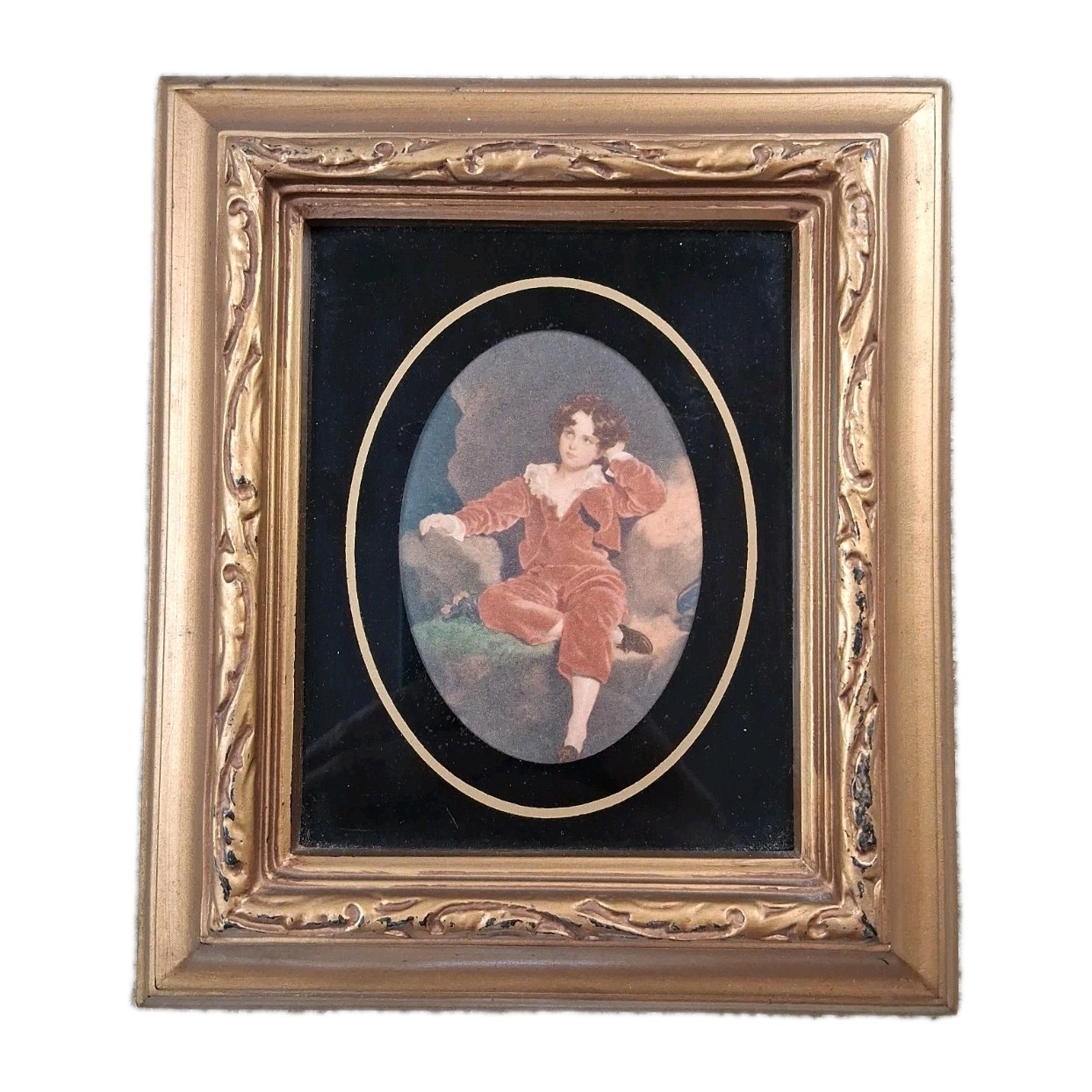 Vintage “The Red Boy” Print Sir Thomas Lawrence Exquisite Frame w/Red Velvet