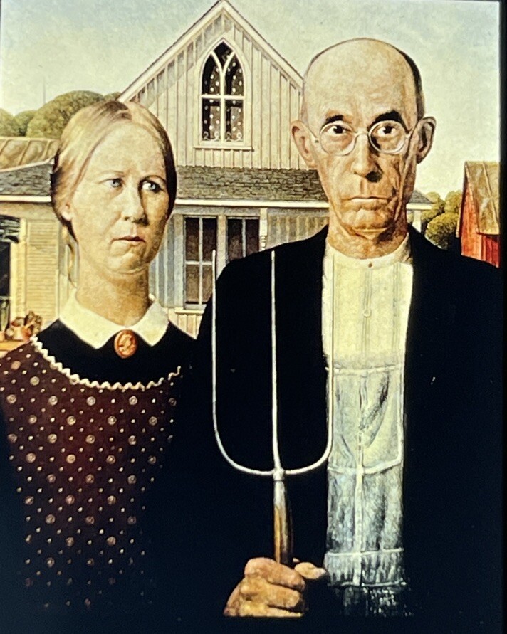 Grant Wood “American Gothic” 35mm Social Realism Art Slide