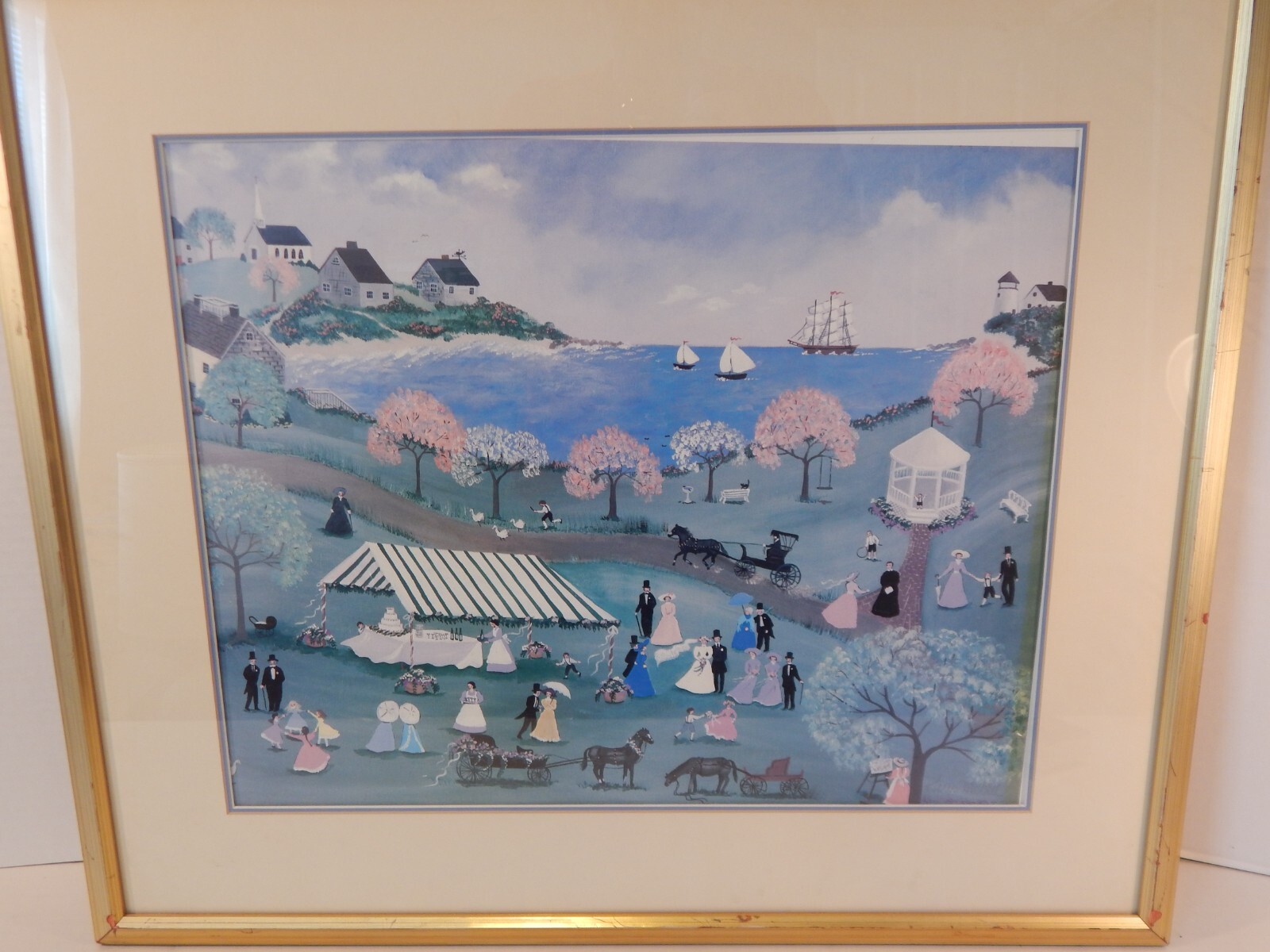 Karri McCue Signed Framed Print 1987 Cape Cod Themed