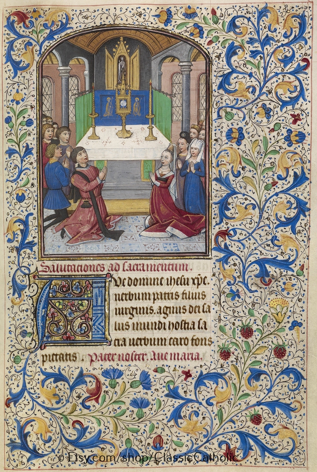 Illuminated Manuscript — The Adoration of the Eucharist. – Medieval Catholic Ar