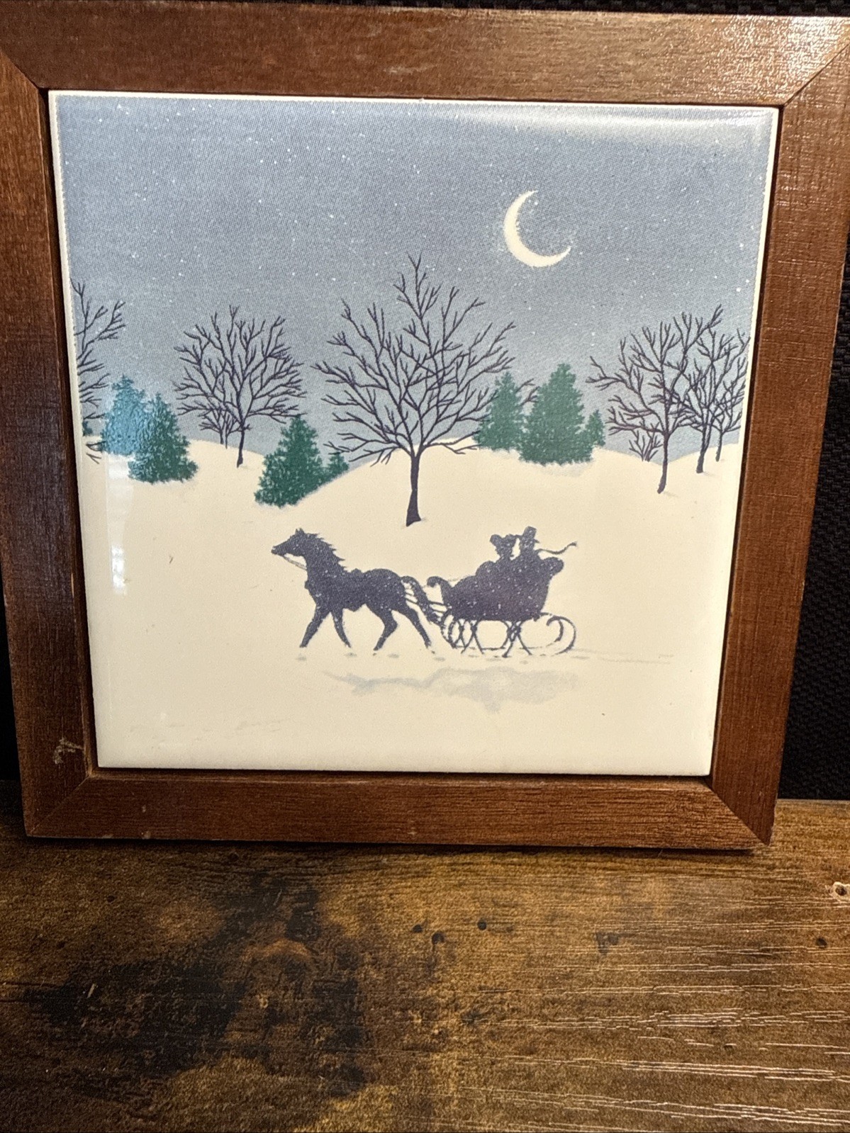 Alleluia Christmas Sleigh Ride Ceramic Tile P Buckley Moss Framed Wall Art