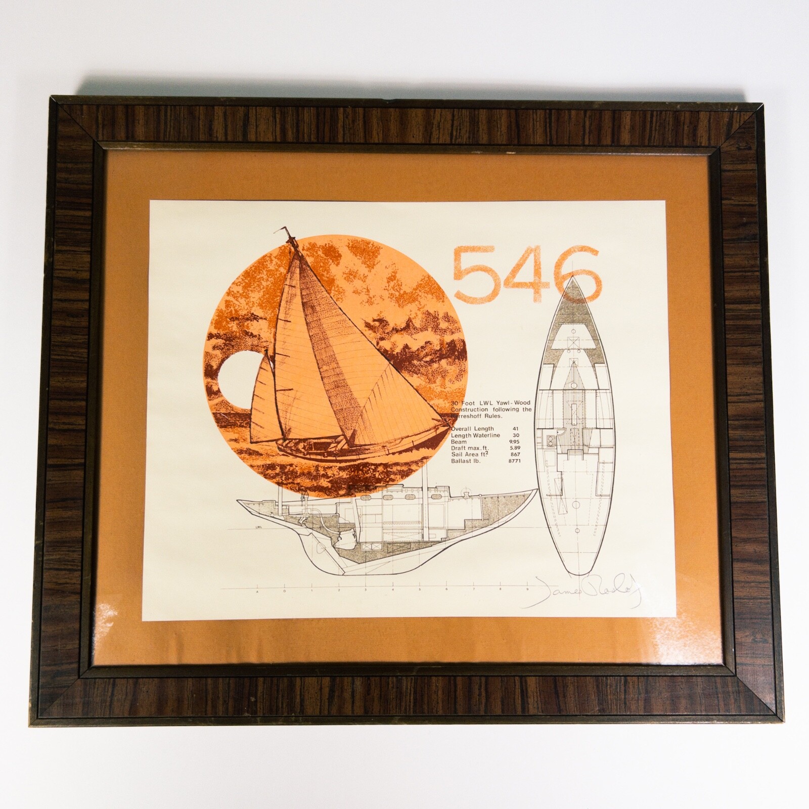 James Roslof Signed Serigraph Yawl Orange White Framed Academy Arts D&D Artist