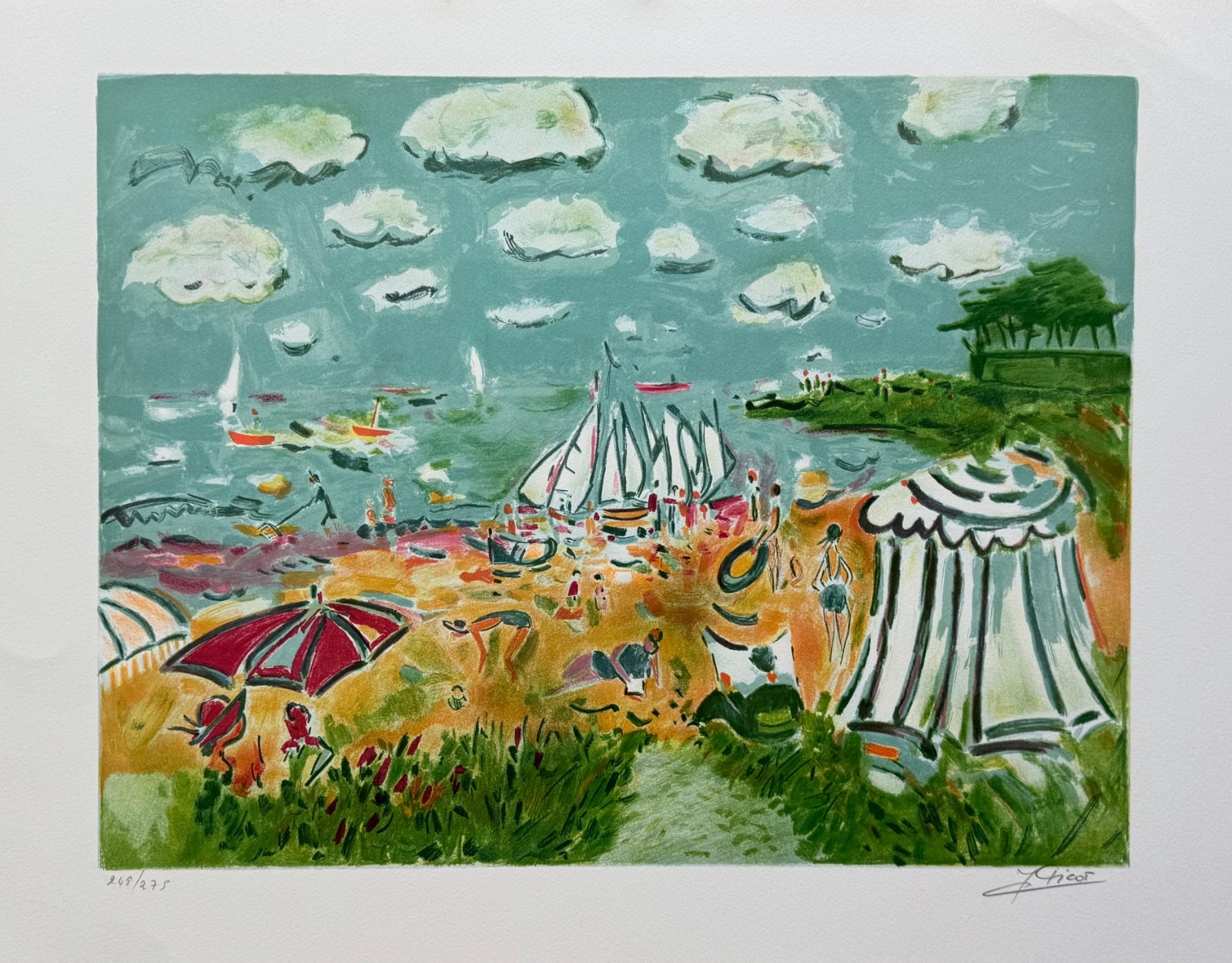 Jean-Claude Picot PLAGE DE SUSEMIO Hand Signed Limited Edition Lithograph Art