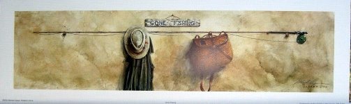 MIKE CAPSER Gone Fishing Art Print 20 X 5