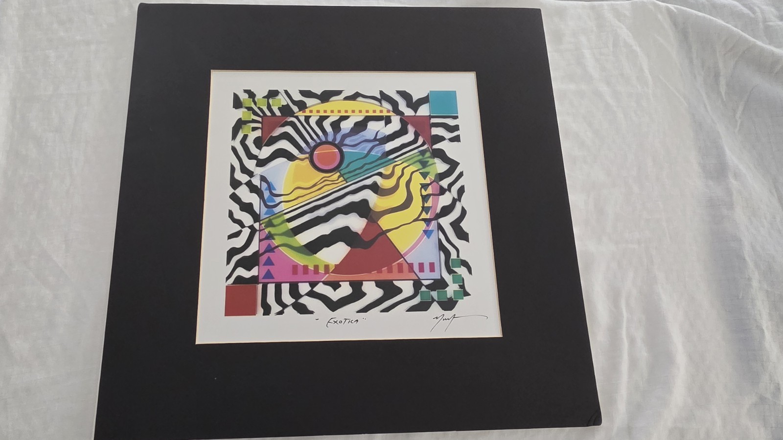 🎨 Signed Murf Murphy “Exotica” Matted Art Print 18×18 Art Deco✨🖼️