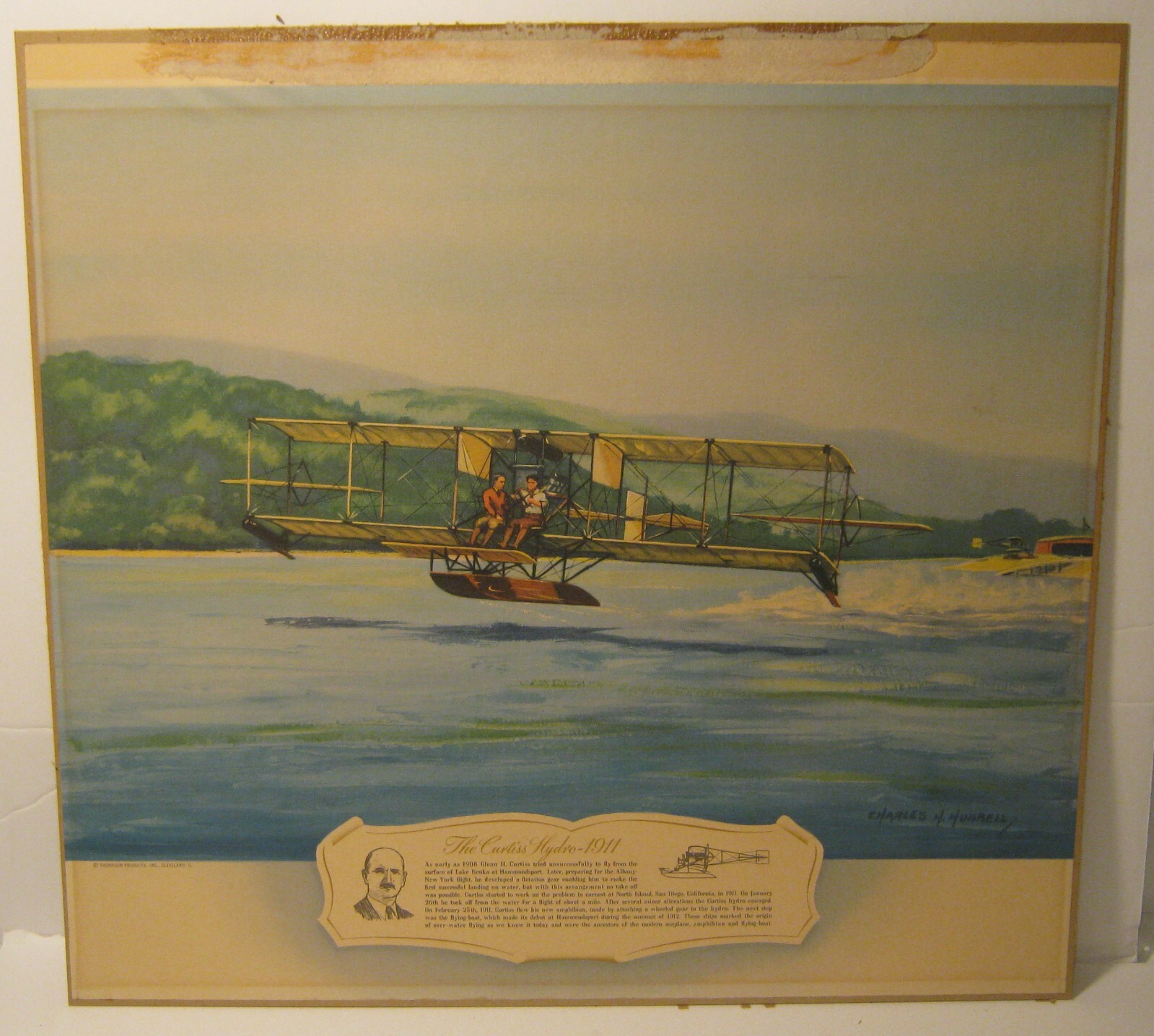 The Curtis Hydro 1911 by CHARLES HUBBELL Lithograph THOMPSON PRODUCTS 1941!!