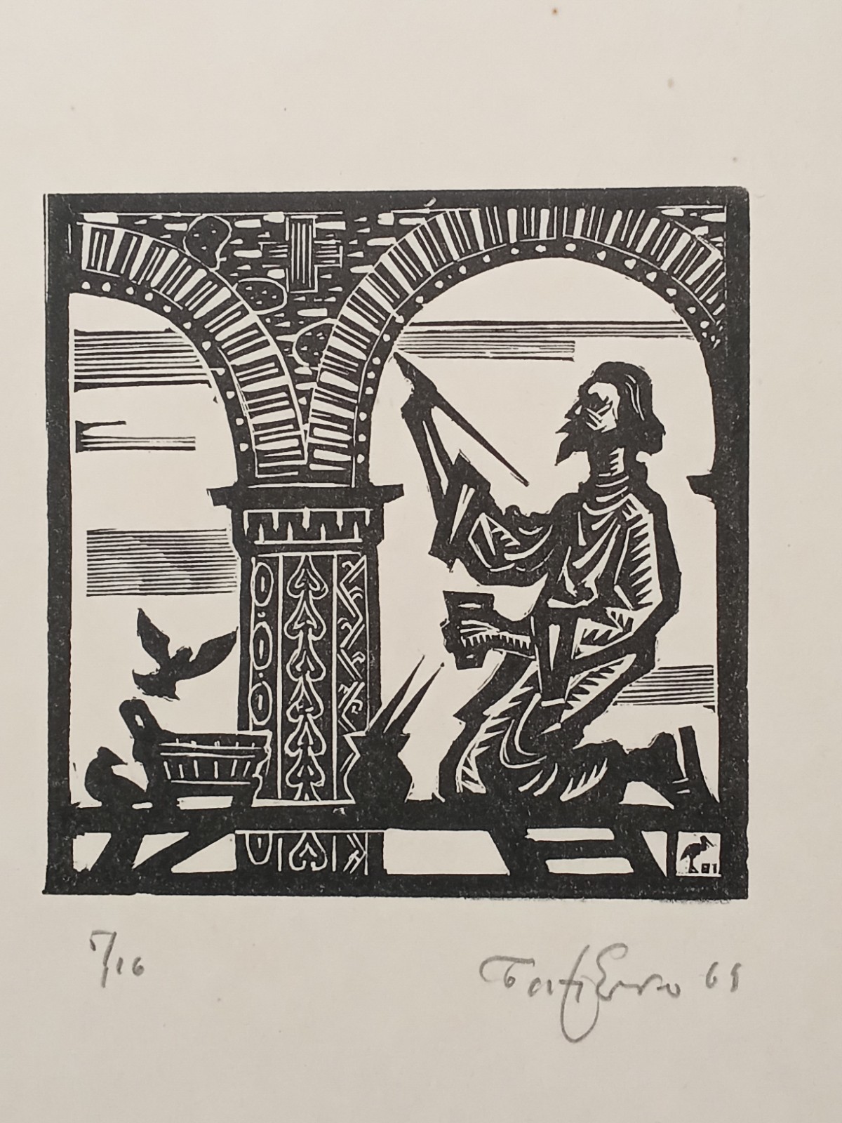 Artist’s proof lithograph by Ukrainian artist Ivan Batechko Sofia Kyivska 1973